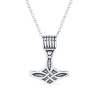 Bling Jewelry Protection Amulet Celtic Knot Viking Norse Thor's Hammer Pendant Necklace For Men Women Oxidized .925 Sterling Silver