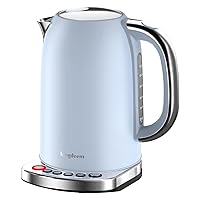 Electric Kettle - 5 Temp Control Presets, Great for Rapid Coffee/Tea Brewing, Quick Hot Water Boiler, Sturdy Stainless Steel Inner Lid & Bottom, High Power 1500W/1.7L, Blue