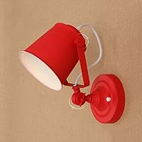 Wall Mounted Light 11 Colors Led Wall Lights Indoor Retro Loft E27 Bulb Lamp Wall Lamp Bedroom Up Down Industrial Wall Sconce Lamparas Decoration Lighting Fixture Reading Light (Color : Red)
