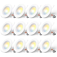 Amico 5/6 inch 5CCT LED Recessed Lighting 12 Pack, Dimmable, Damp Rated, 12.5W=100W, 950LM Can Lights with Baffle Trim, 2700K/3000K/4000K/5000K/6000K Selectable, Retrofit Installation - ETL & FCC