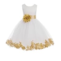 Wedding Pageant Flower Petals Girl Ivory Dress with Bow Tie Sash 302a