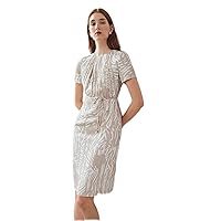 Summer Dresses for Women 2022 Viscose Gathered Belted Dress Dresses for Women (Color : Multicolor, Size : X-Small)