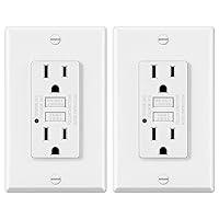 ELECTECK 2 Pack GFCI Outlets 15 Amp, Non-Tamper Resistant, Decor GFI Receptacles with LED Indicator, Ground Fault Circuit Interrupter, Wallplate Included, ETL Listed, White