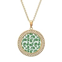 Green Paisley Pattern Multicolored Diamond Necklace Round Pendants Necklace Jewelry for Women Gift