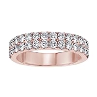 1.15 CT TW Two Row Diamond Wedding Band in 18k Rose Gold