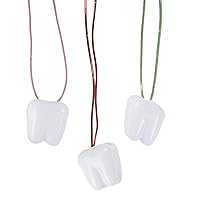 144 Tooth Saver Necklace for Kids - Tooth Fairy Baby Tooth Holder & Keepsake - Lost Teeth Holder - Children's Tooth-Shaped Box - Plastic Storage Case - Toddler Tooth Chest & Keeper