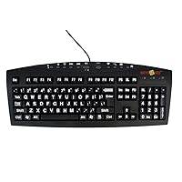 Black Large Print Keyboard - High Contrast Black on White Keys - Enhanced Visibility for Easy Typing - for Visually Imparied People - Product #10090104