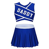 Women 2 Pieces Cheerleading Uniforms Crop Top with Pleated Mini Skirts Cheer Leader Fancy Dress Costumes Royal_Blue X-Large