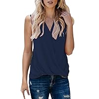 SNKSDGM Cold Shoulder Tops for Women V Neck Wrap Draped Tank Tops Summer Casual Dressy Chiffon Sleeveless T Shirts Blouses