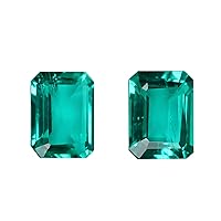 GEMHUB Colombian Lab-grown Green Emerald 2.65 Ct. Emerald Cut Stone For Jewelry Pair Beautiful Emerald Gemstone for Women