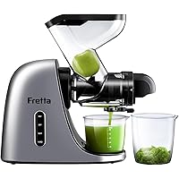 Juicer Machines, Cold Pressed Juicer, Fretta Masticating Slow Juicer with 3-inch Wide Feed Chute, Celery Juicer, Juice Extractor with Dual Speed Mode, BPA-Free, 200W Powerful Motor(Silver)