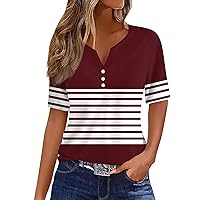 Going Out Tops,Womens Short Sleeve Tops Sexy V-Neck Button Boho Tops for Women Going Out Tops for Women