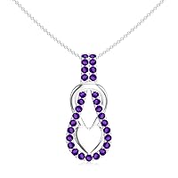 Natural Gemstone Infinity Knot Heart Shaped Pendant Necklace for Women in Sterling Silver / 14K Solid Gold/Platinum
