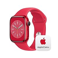 Apple Watch Series 8 [GPS 41mm] Smart Watch w/ (Product) RED Aluminum Case with (Product) RED Sport Band - S/M with AppleCare+ (2 Years)