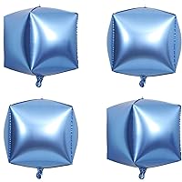 Chrome Matte Blue Foil Cube Balloons 4count 4D Foil Balloons 15