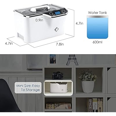LifeBasis Ultrasonic Jewelry Cleaner Ultrasonic Cleaner Machine Portable 600ml Touch Control, with Watch Holder for Jewelry, Eyeglasses, Retainer