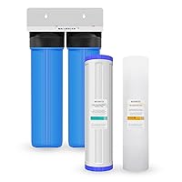 Max Water 2 Stage (Sediment, Odor & Improving Taste) Whole House (20 inch x 4.5 inch), Water Filtration System with Housing Wrench - Sediment + GAC - 1