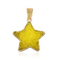 Mode Joays Star shape yellow Agate Druzy necklace, 18K Gold Electroplated, Single Bail Pendant Charms, DIY pendant necklace