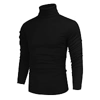 Men's Casual Slim Fit Basic Tops Knitted Thermal Turtleneck Pullover Sweater