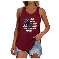 Women's Tops with Gathered Waist Women's Tank Tops for Independence Day Sleeveless Casual Blouse Tunic All WOM