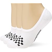 Vans Women's Super No Show Socks, 3 Pack (1-6, White Checkered)