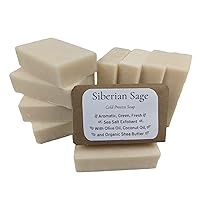 Siberian Sage Handmade Cold Process Soap, Coconut oil, Olive Oil, Organic Shea butter to Moisturize and Clean, Natural Plant Oils and Fragrances, No Detergents or Harsh Chemicals, 20x5oz bar