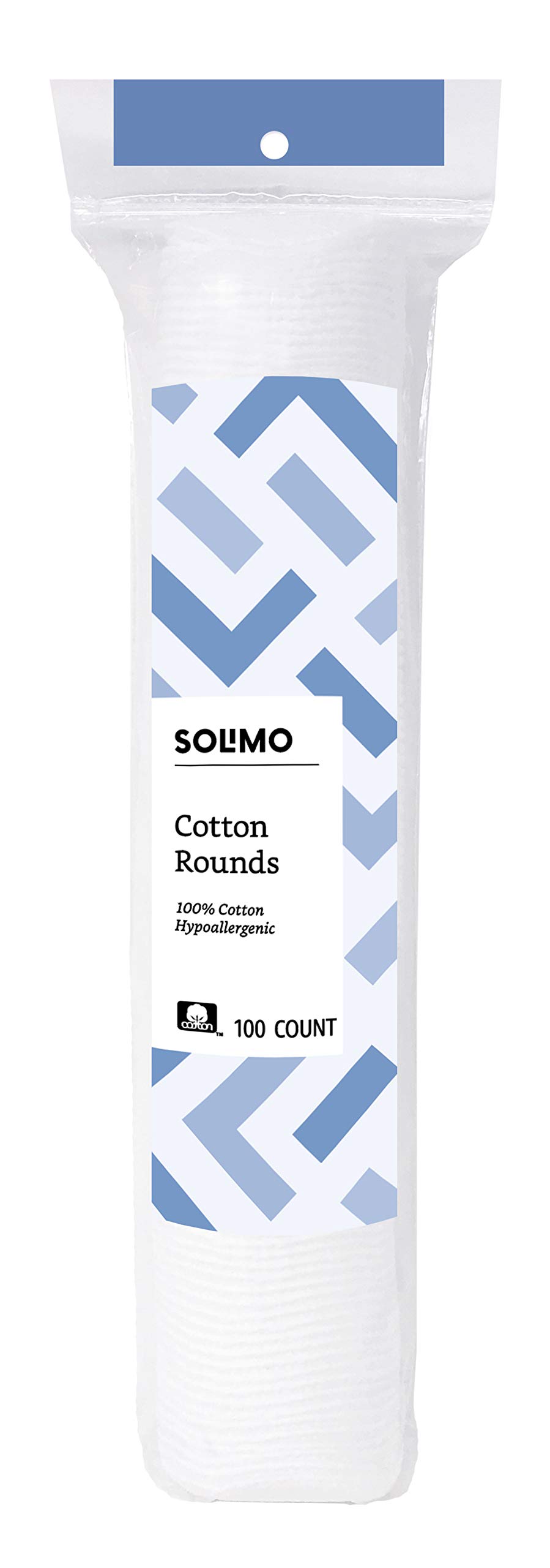Amazon Brand - Solimo Cotton Rounds, 100 Count (Pack of 1)