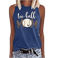 2023 Summer Mother's Day Tank Tops,Tee Ball Mom Sleeveless Cute Blouses Casual Loose Fit Baseball Graphic Tee Shirts