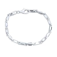 Bling Jewelry Men's Thick Solid Heavy .925 Sterling Silver Anchor Oval Forzata Chain Link Bracelet Made In Italy 8-8.5 Inch