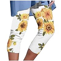 FunAloe Leggings for Women UK Crop Trousers for Women UK Yoga Full Length Pant Women Athletic Crop Floral Print Casual Elastic Waist Beach Sport Shorts Summer Gradient Pants