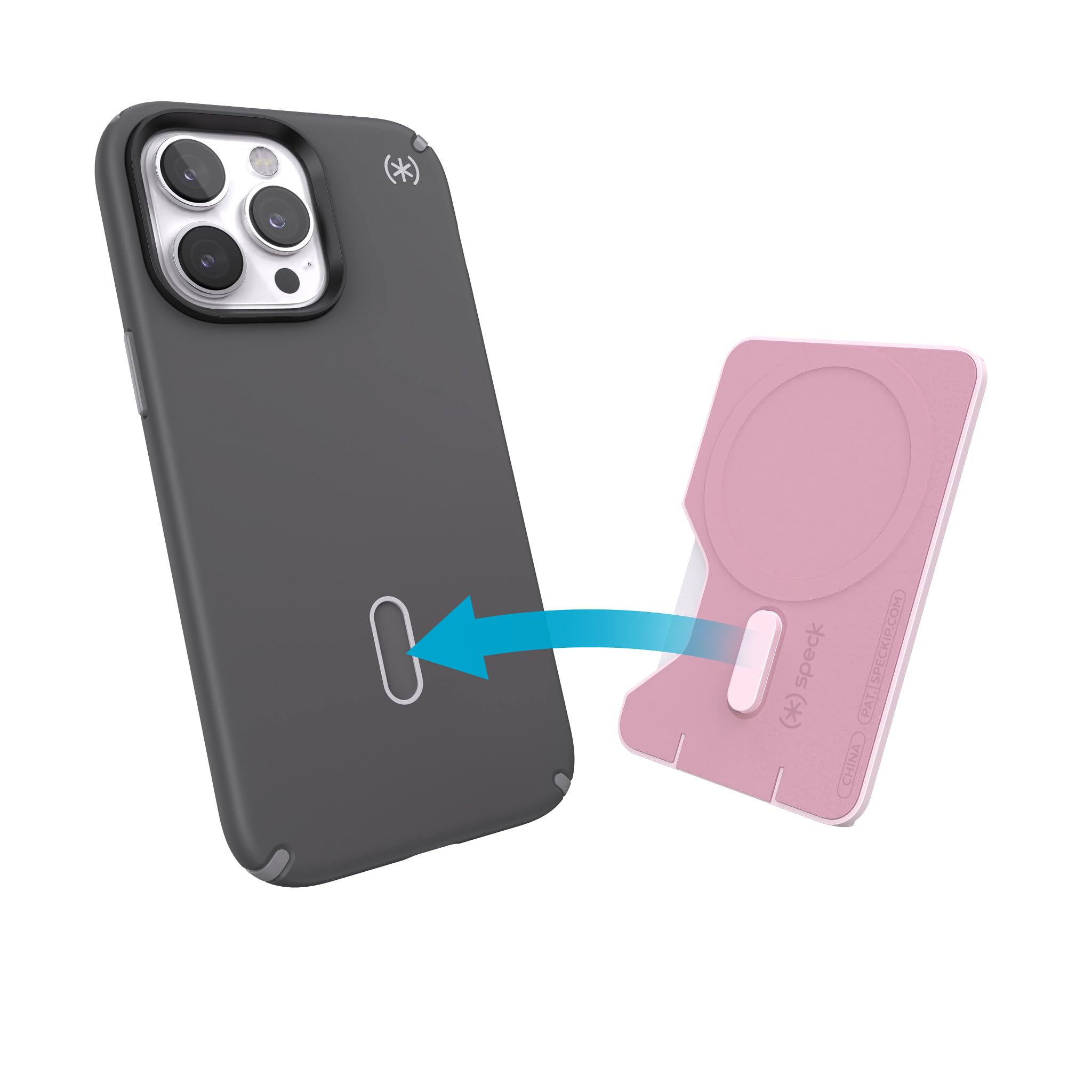Speck iPhone Wallet MagSafe Accessory - Removable ClickLock No-Slip Interlock - Holds 1-3 Cards - Soft Touch Finish, Scratch Resistant Card Holder Built for MagSafe - Nimbus Pink/Pale Violet