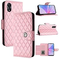 XYX Wallet Case for Oppo A58/A78/A58X 5G, 7 Card Slots Shockproof TPU Inner Cases Button Closure PU Leather Flip Folio Cover with Wrist Strap, Light Pink