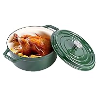 6.5 QT Enameled Dutch Oven Pot with Lid, Cast Iron Dutch Oven with Dual Handles for Bread Baking, Cooking, Non-stick Enamel Coated Cookware (Green)