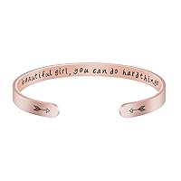 Bracelets for Women Inspirational Rose Gold Cuff Bangle Bracelet for Men Teen Girls Stainless Steel Jewelry Christmas Birthday Friendship Gifts for Her BFF Mom