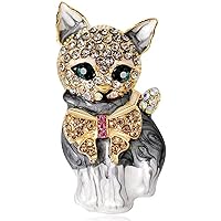 Classic Bowknot Brooches Cute Animal Cat Enamel Pin Corsage Scarf Clips 3D Cat Pet Austrian Crystal Enamel Brooch, Color Deft Processed, M, Plastic, no gemstone