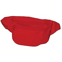 Bulk Fanny Packs Wholesale - 6 Pack - Fanny Weist Packs for Women, Men, Kids, Unisex - Cute Fanny Packs Black, Red, Royal Blue, Navy, Clear and More! (3 Zipper Fanny Pack (Red))