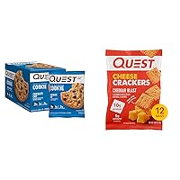 Quest Nutrition Chocolate Chip Protein Cookie; Keto Friendly; High Protein; Low Carb; 12 Count & Cheese Crackers, Cheddar Blast, High Protein, Low Carb, Made with Real Cheese