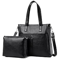 Women Handbags and Purse Set Soft Leather Satchel Shoulder Bags Minimalist Ladies Tote Bags Crossbody Bag 2-Pcs