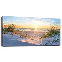 Canvas Wall Art For Living Room Super Large Size Wall Decor For Office Canvas Art Framed Pictures Artwork Blue Sun Beach Grass Ocean Landscape Paintings Bedroom Decor Seascape Draw Home Decorations