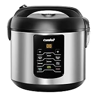 Rice Cooker, 6-in-1 Stainless Steel Multi Cooker, Slow Cooker, Steamer, Saute, and Warmer, 2 QT, 8 Cups Cooked(4 Cups Uncooked), Brown Rice, Quinoa and Oatmeal, 6 One-Touch Programs