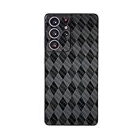 MightySkins Carbon Fiber Skin Compatible with Samsung Galaxy S21 Ultra - Black Argyle | Protective, Durable Textured Carbon Fiber Finish | Easy to Apply, Remove, and Change Styles | Made in The USA