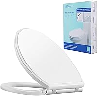 Hibbent Premium Elongated Toilet Seat with Cover Quiet Close, One-Click to Quick Release, Easy Installation Non-Slip Seat Bumpers, Slow Close Toilet Seat and Cover, Easy Cleaning-White Color