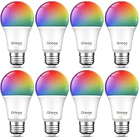 Light Bulbs, A19 E26 Color Changing Led Bulb Works with Alexa, Google Home, App & Voice Control, 2.4Ghz WiFi Only, 800 Lumens,Dimmable RGB Warm White 2700K Smart Home Lighting Bulb, 8 Pack
