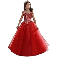 Girls' Princess Dress Ball Gowns Off Shoulder Crystal Pageant Dresses
