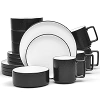 Noritake ColorTex Stone 16-Piece Set, Service for 4 in Black, Multicolor