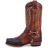 Cowboy Boots for Men Women Square Toe Distressed Work Embroidered Western Traditional Country Boot Combat Mid-Calf Wide Calf Pull On Men, Yellow, 10.5