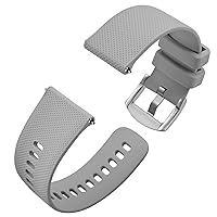 Anbeer Silicone Watch Band 16mm 18mm 20mm 22mm 24mm Quick Release Rubber Watch Straps for Men Women,Silver Black Stainless Steel Buckle