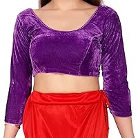 Readymade Indian Ethnic Velvet Blouse Tunic Top Bollywood Saree Blouse for Women Choli Light Purple