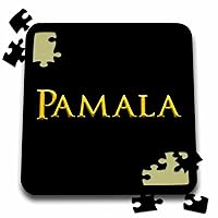 3dRose Pamala Beautiful Girl Baby American Name. Yellow on Black Charm Gift - Puzzles (pzl-365913-2)