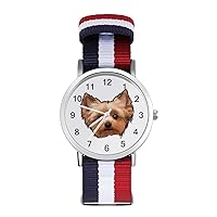 Yorkshire Terrier Cute Yorkie Dog Nylon Watch Adjustable Wrist Watch Band Easy to Read Time with Printed Pattern Unisex